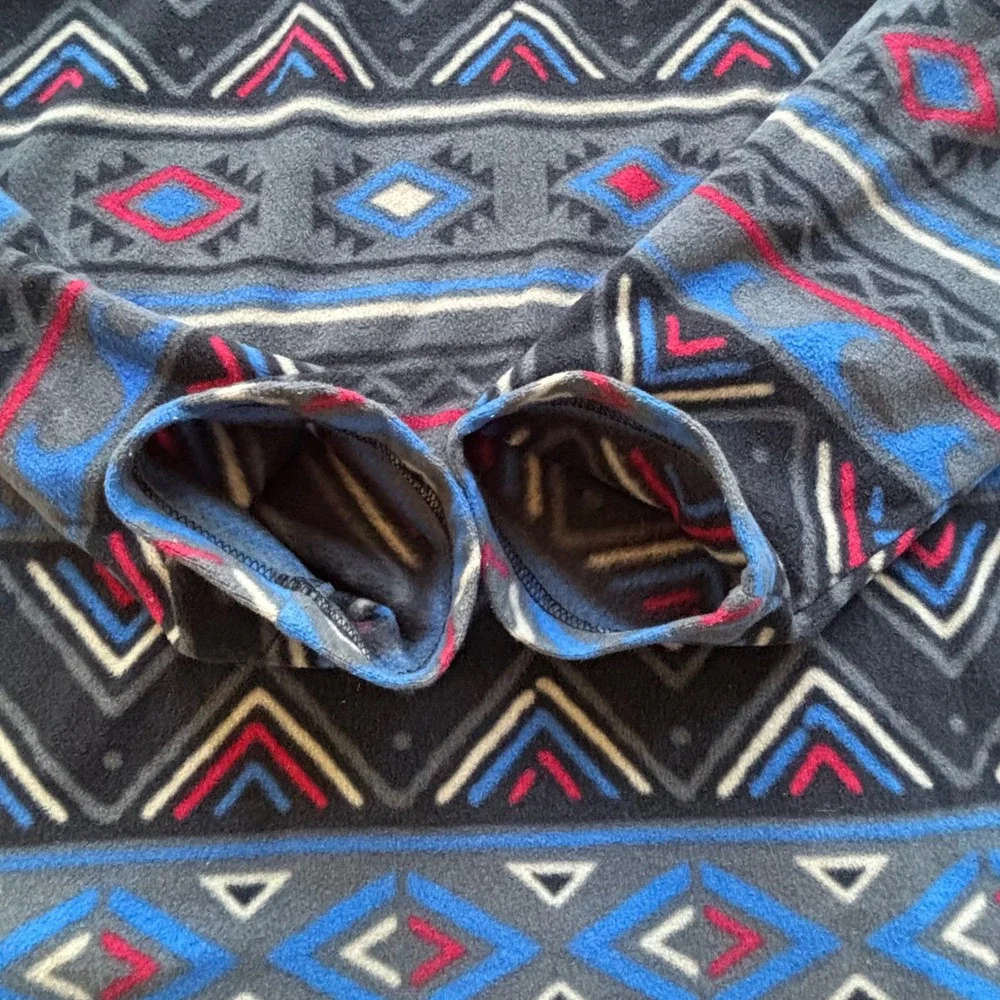 O'Neill Fleece Hoodie Aztec Tribal Men's L Patterned Pullover Pouch 3 Button